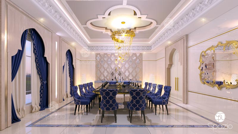 Dining room with Arabic pattern decor.
