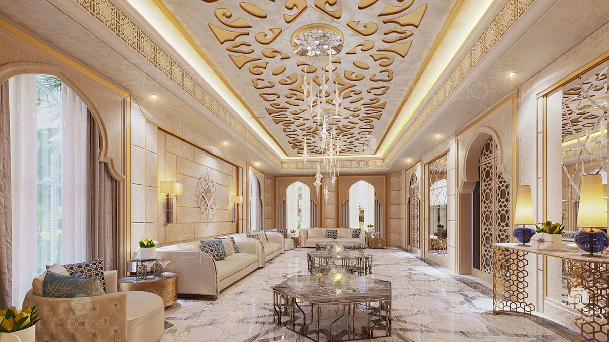 Dubai female living room with gold decorations