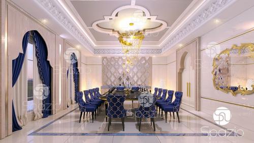 Luxury modern interior styling for a dining room in arab villa in UAE.